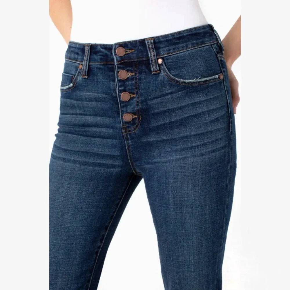 Liverpool Flare Button Fly Frayed Hem Jeans LM4430CH1 Size  6/28 Missoula